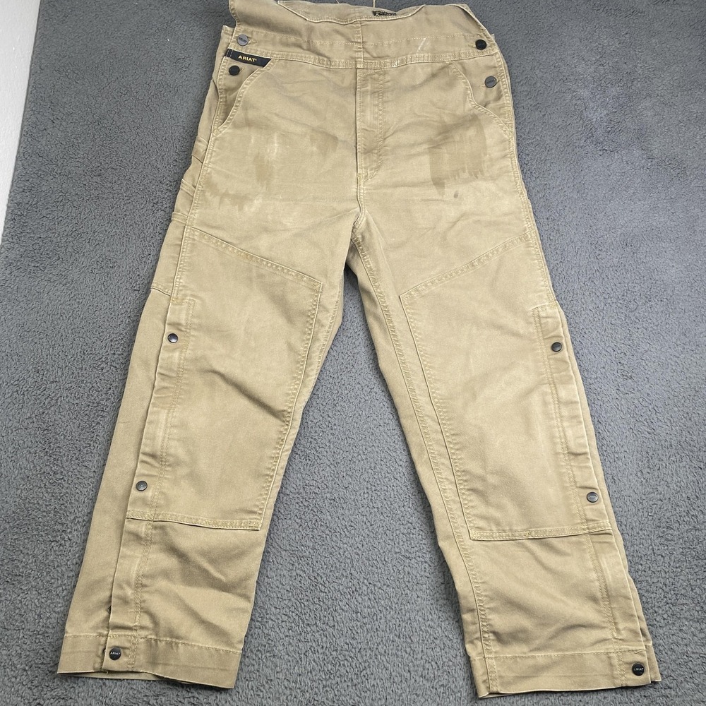 Ariat Bib Overall Mens Medium Regular Khaki Work Unlined Canvas Duck 10036798